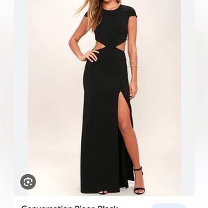 Lulus Conversation Piece Black Backless Maxi Dress